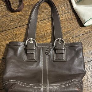 Coach Dark Brown Leather Tote F11093 vintage medium Soho Y2K